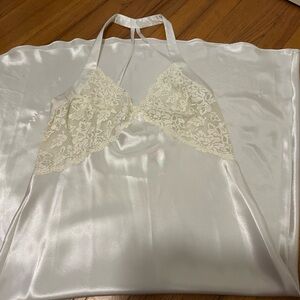 Oscar de la Renta Ivory Satin Lace Chemise